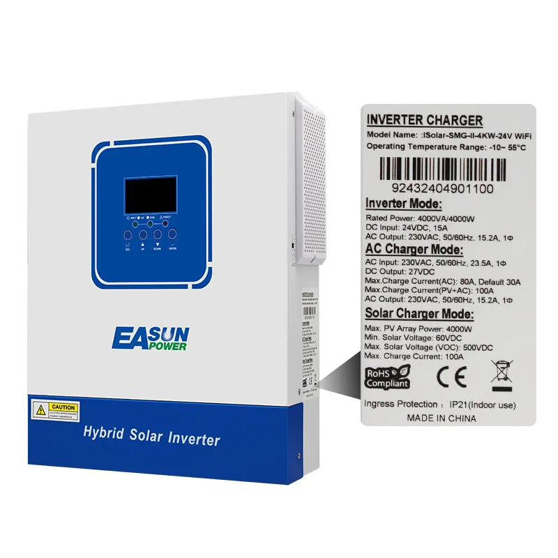Easun 4kW hybridní solární střídač 100A MPPT WiFi
