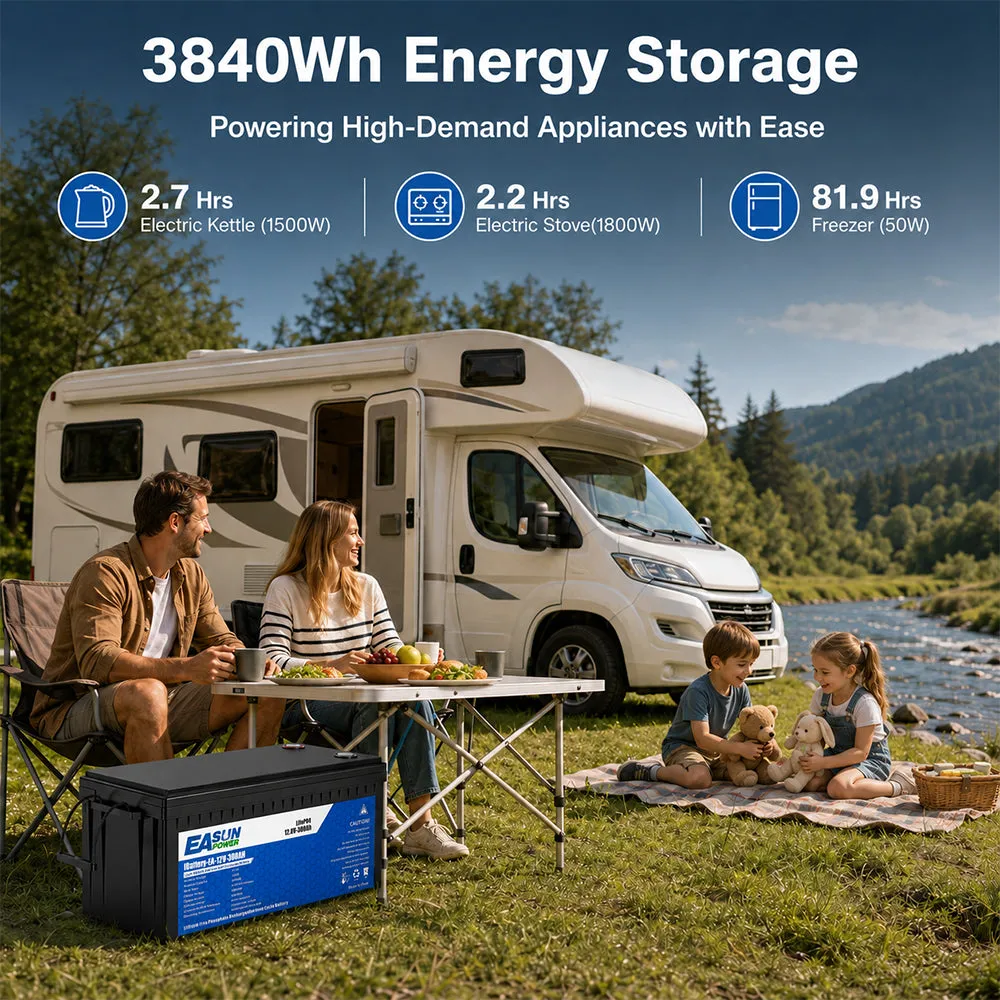 EASUN 12V 300Ah LiFePO4 baterie pro karavan
