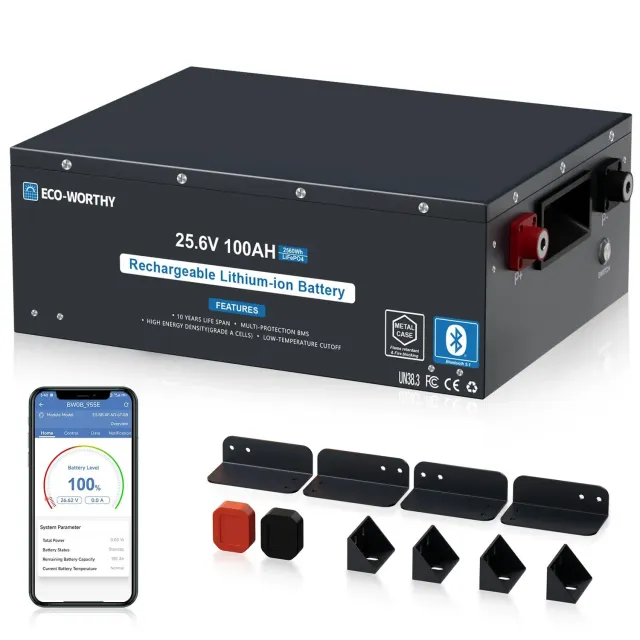 Eco-Worthy 24V 100Ah LiFePO4 baterie s Bluetooth