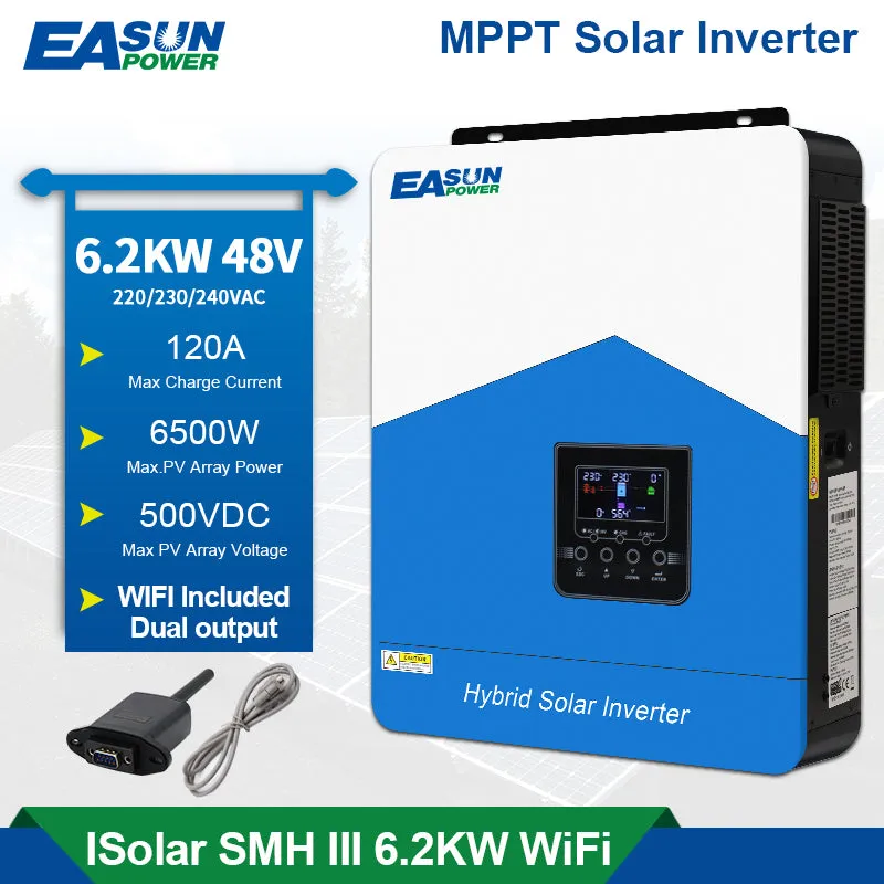 Easun 6.2kW hybridní solární střídač 48V 120A MPPT WiFi