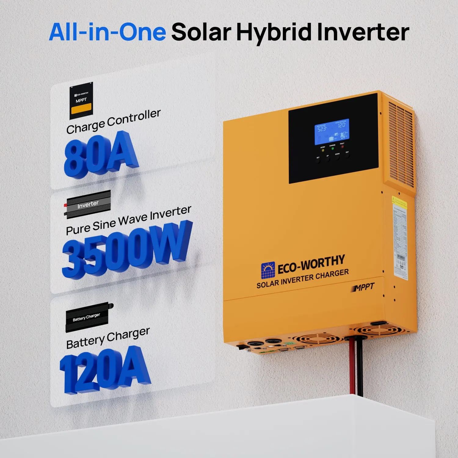 Eco-Worthy 5,12kWh záložní zdroj 48V 100Ah + 3500W měnič