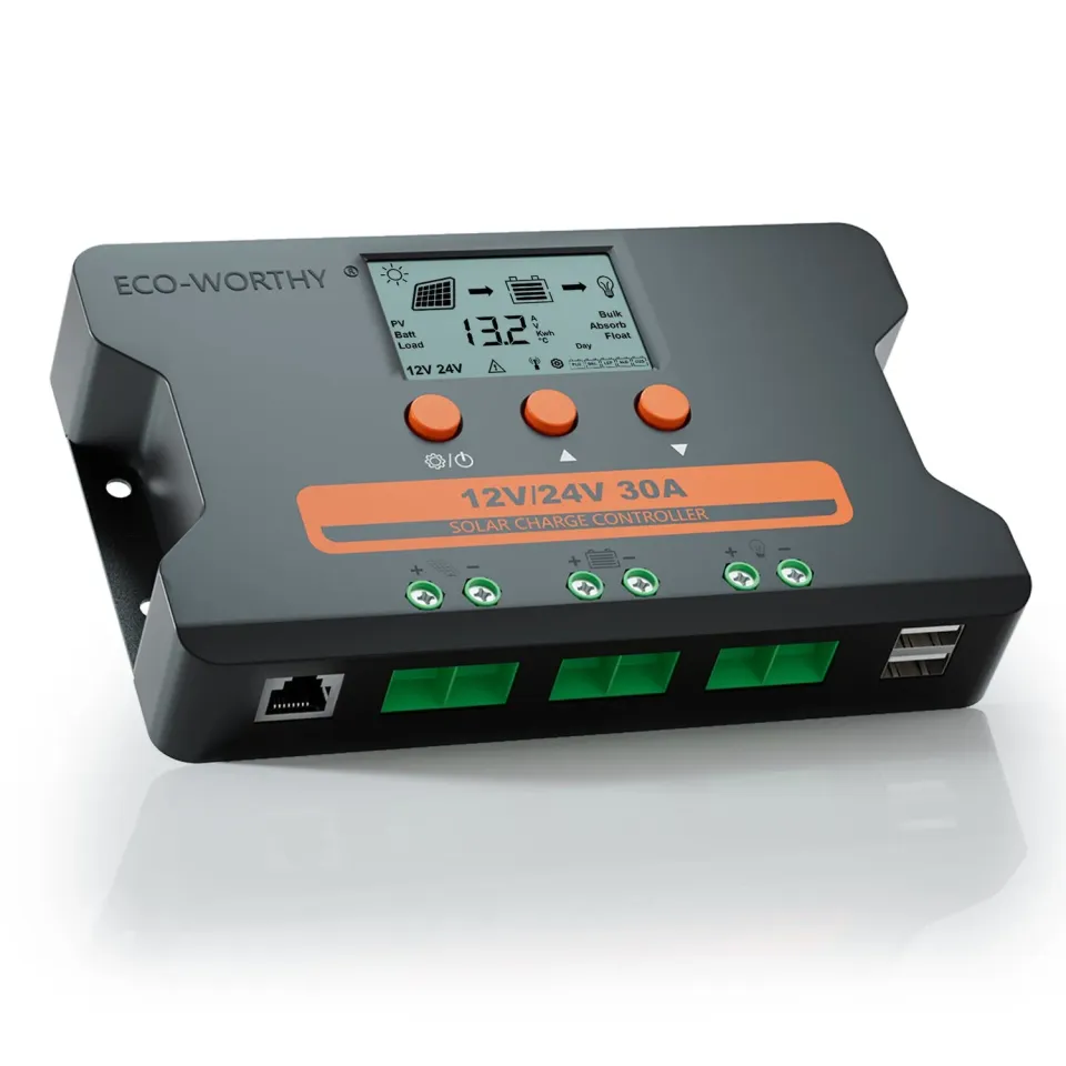 Eco-Worthy 30A PWM solární regulátor 12V/24V s USB