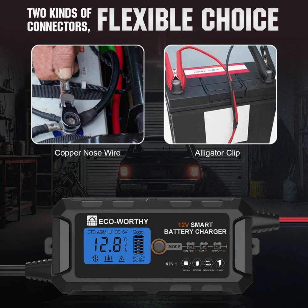 Eco-Worthy 12V smart nabíječka LiFePO4 s LCD