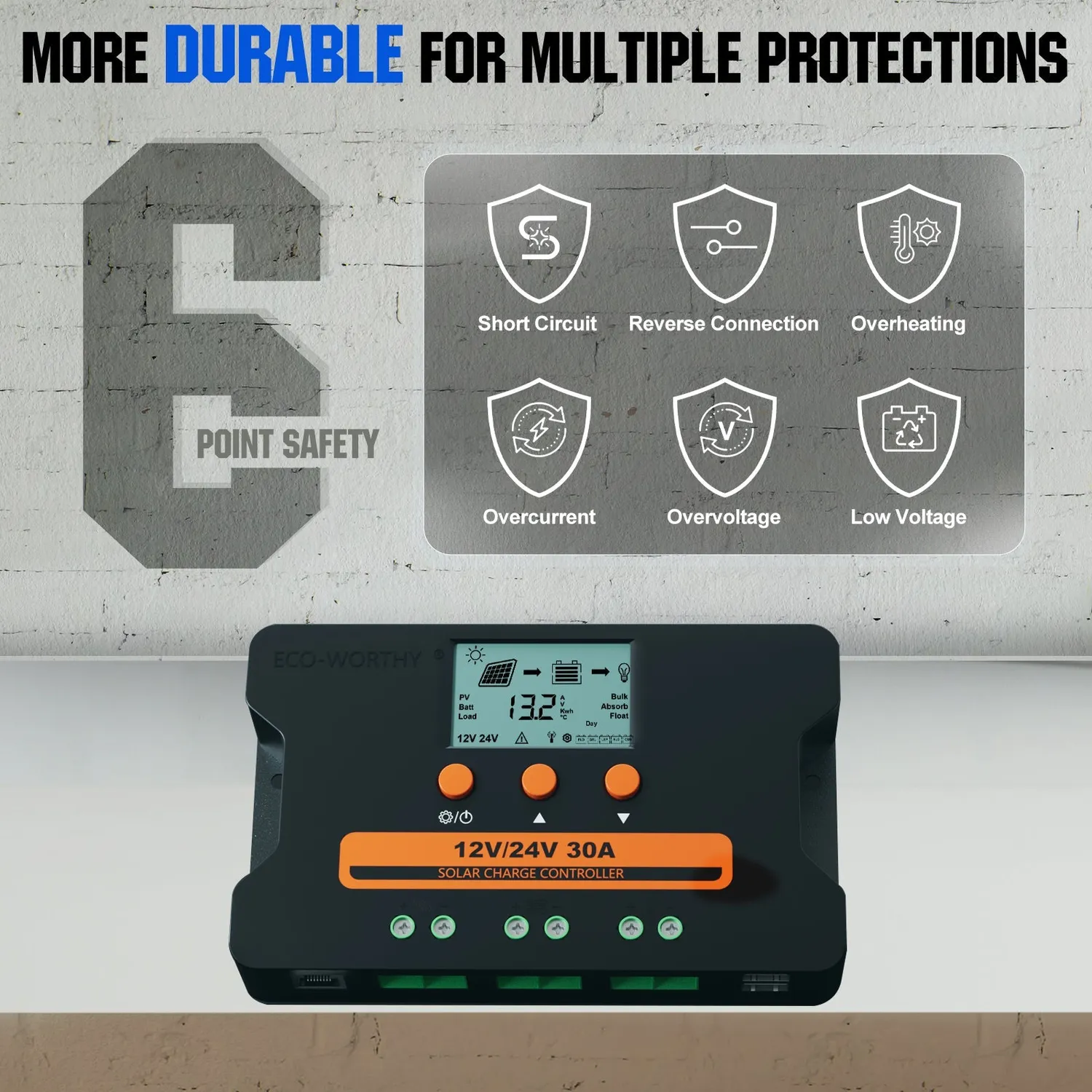 Eco-Worthy 30A PWM solární regulátor 12V/24V s USB