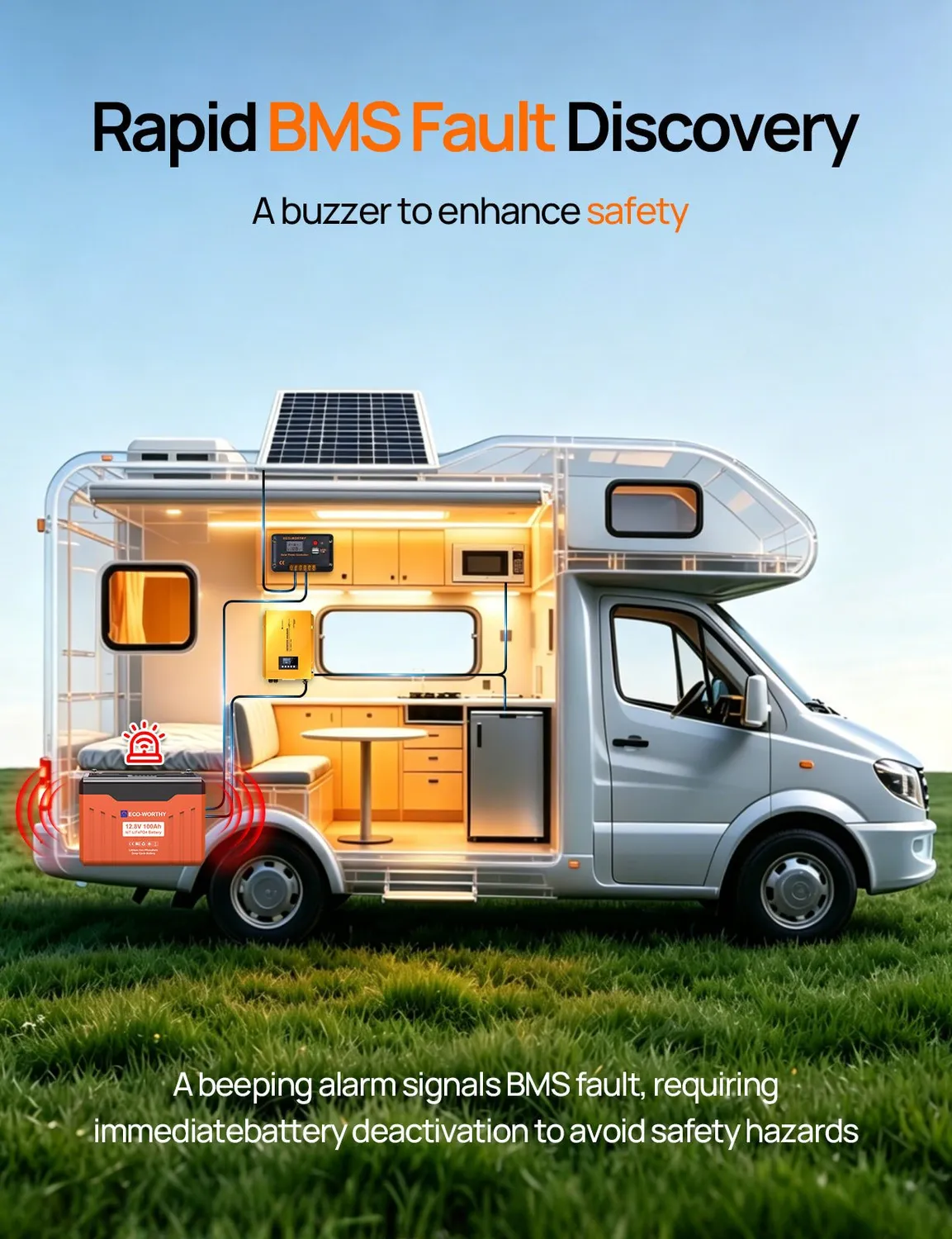 Eco-Worthy 12V 100Ah LiFePO4 baterie s displejem